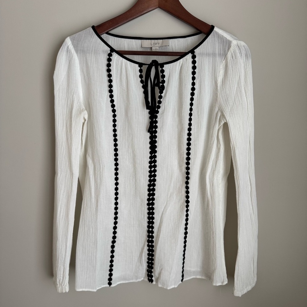 LOFT White and Black Women's Top